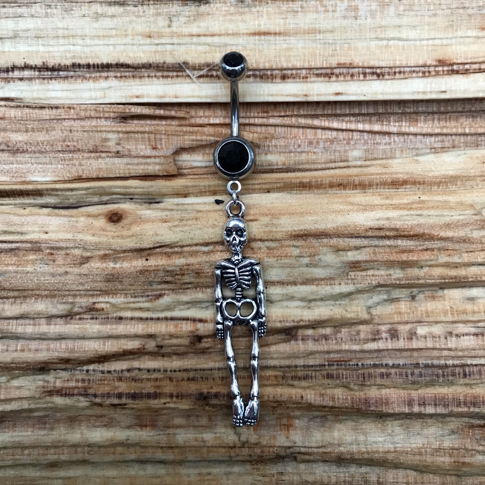 Skeleton Double Gem Belly‎ Button Navel Ring
